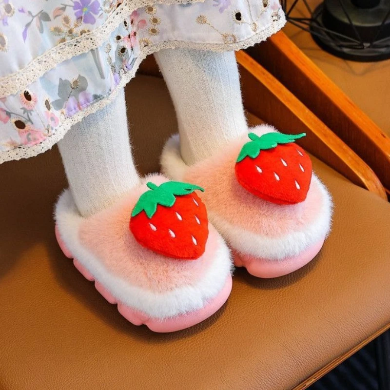 

Милые детские домашние тапочки для девочек, теплая толстая хлопковая домашняя обувь, нескользящие модные зимние домашние тапочки для малышей