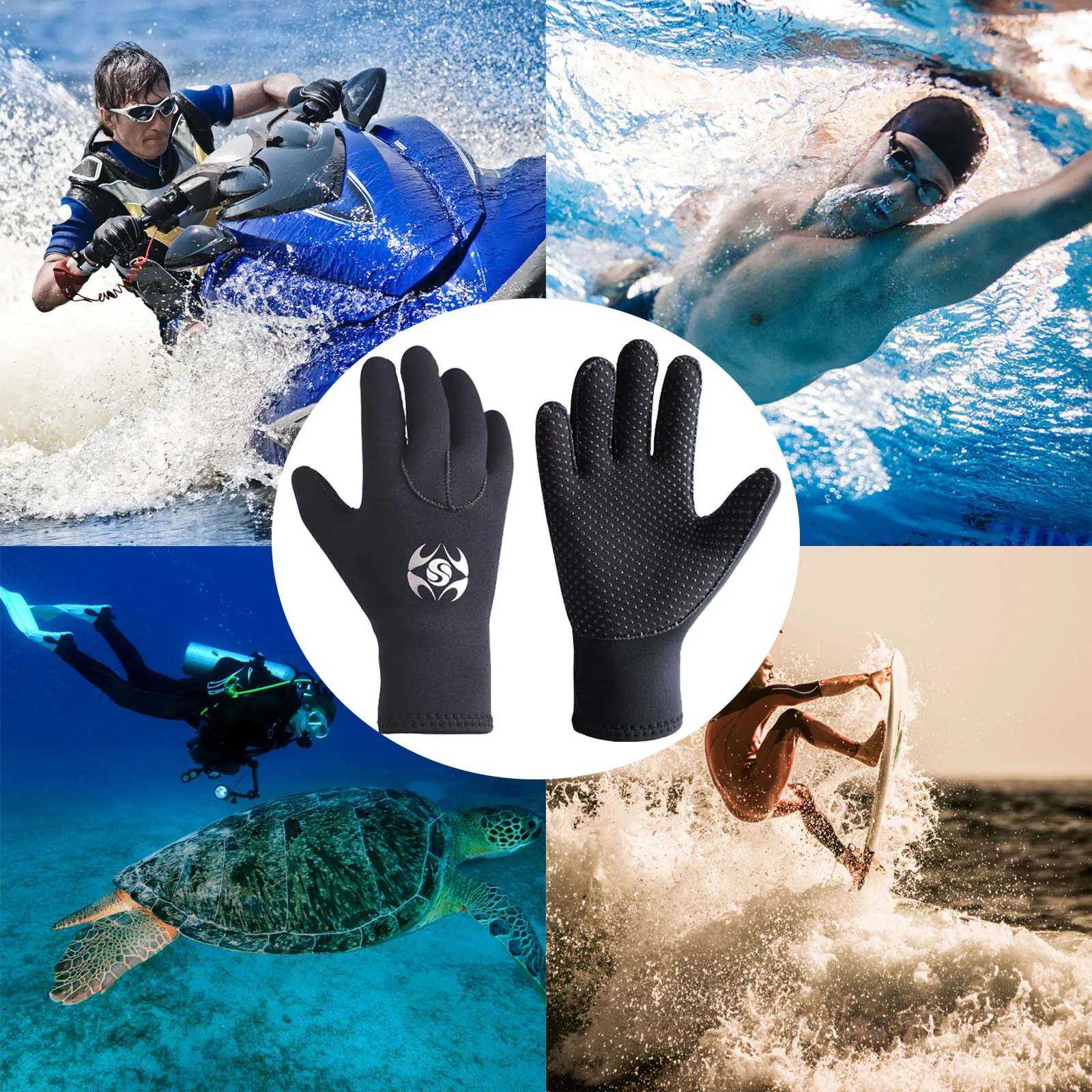 

1Pair 3mm Neoprene Wetsuit Gloves Adult Elastic Warm Diving Glove Snorkel Gloves