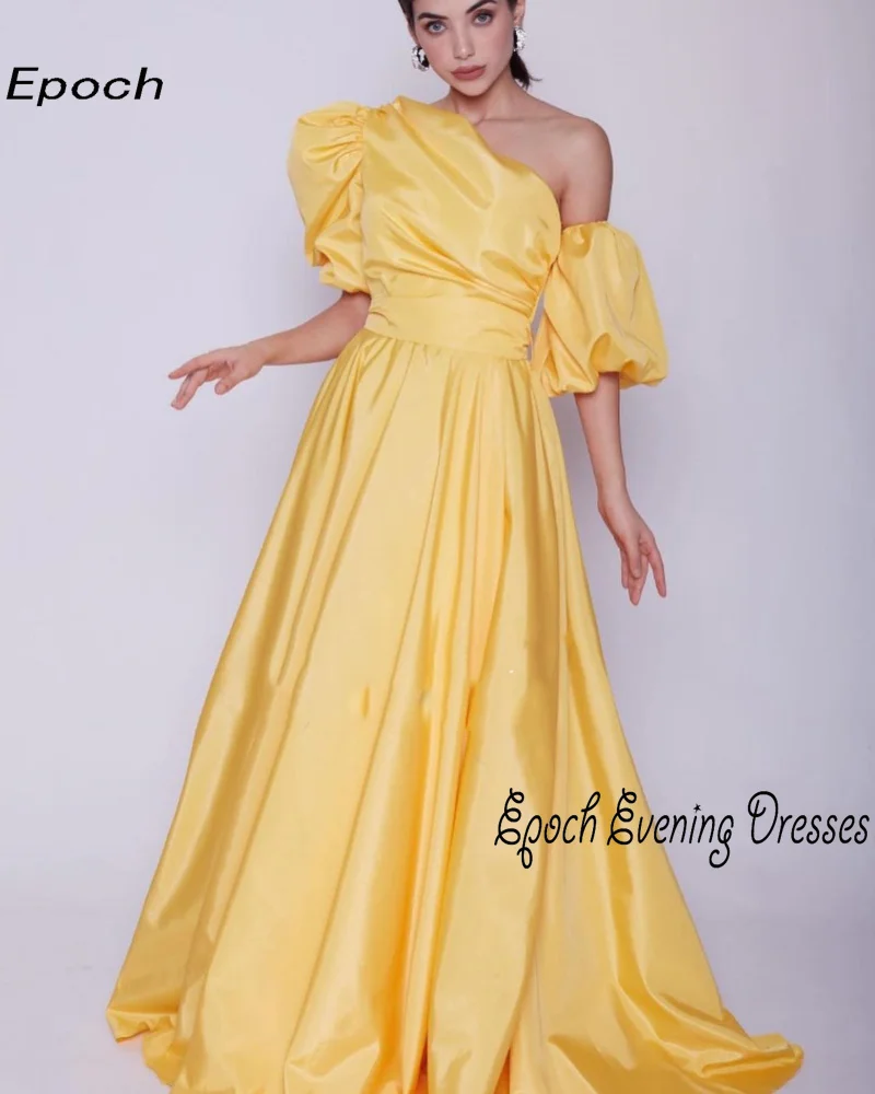 Formal Evening Dress For Sexy Women 2024 فساتين السهرة Elegant A-Line One-Shoulder Taffeta High Split Cocktail Party Prom Gown