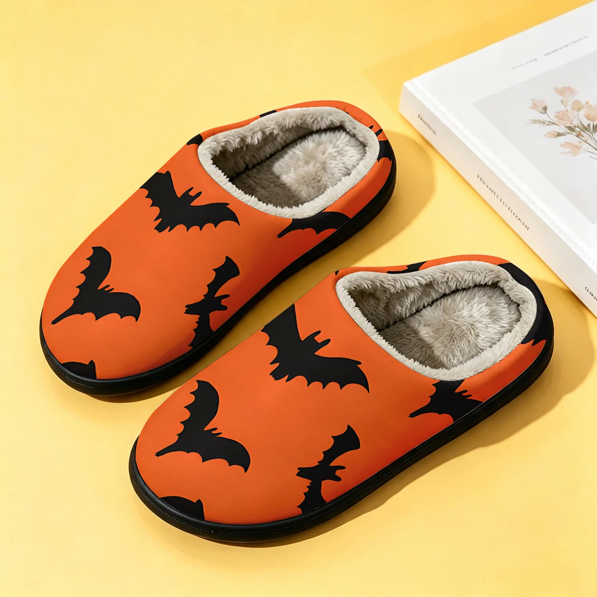オレンジ色のコウモリ耳付き女性用冬用高級コットンスリッパ、室 - Men Shoes Winter のレビューと価格