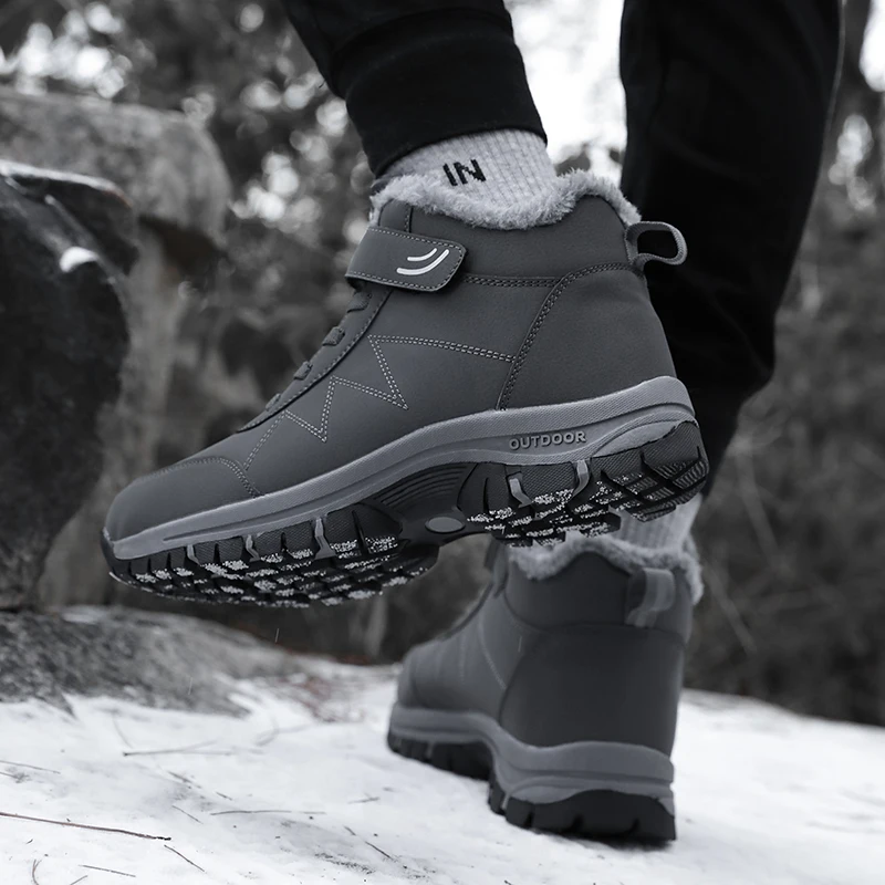 Botas de nieve impermeables para hombre y mujer, Botines sin cordones para senderismo, invierno, 2024