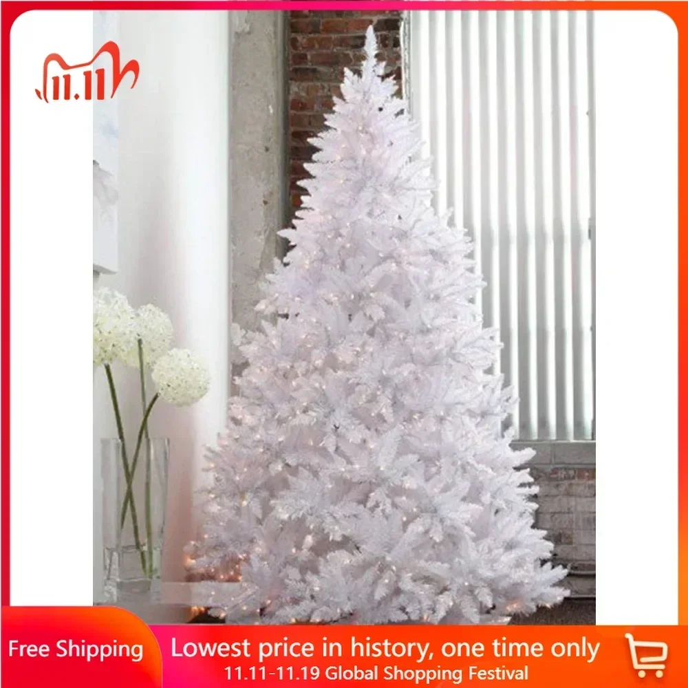 7 Feet Pre-lit Sparkling White Christmas Tree, with LED Light and Metal Stand ,Christmas Trees