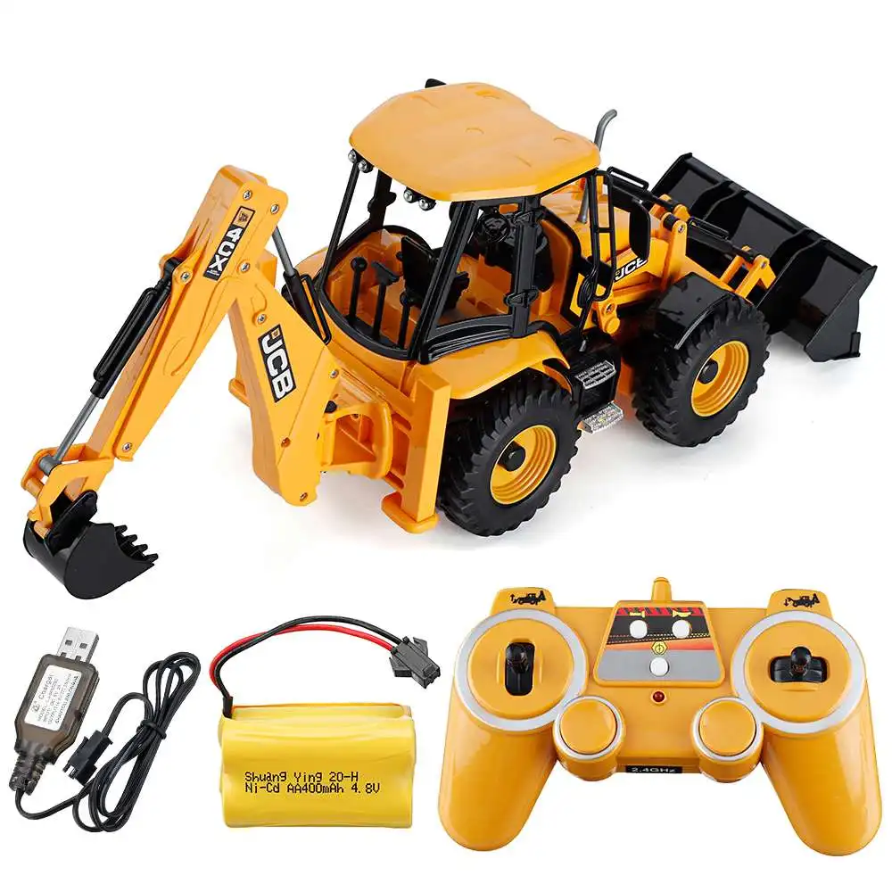 Double E E589 RC Excavator 1/20 2.4G 11CH Remote Control Cars Trucks Backhoe Loader Light Sound Construction Truck JCB Model