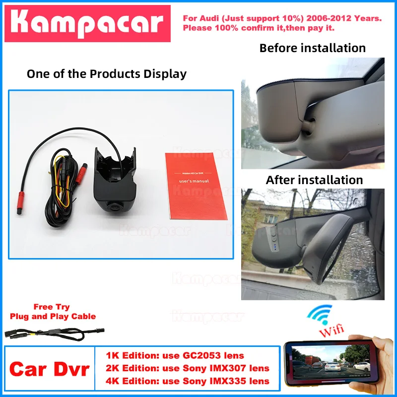AD01 Plug and Play 1K 2K 4K Dash Cam Car Dvr Camera for Audi A4 A5 S5 B8 S6 A6 C6 4F Allroad A3 8p 8v TT Q3 Q5 Q7 4l 2006-2012