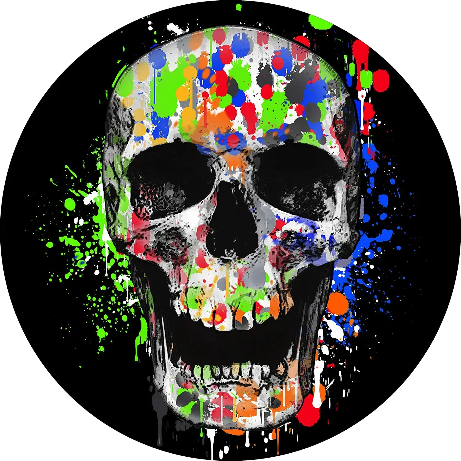 AL Splatter Skull Spare Tire Cover (Select tire Size/Back up Camera Option in MENU) Custom Sized to Any Make/Model