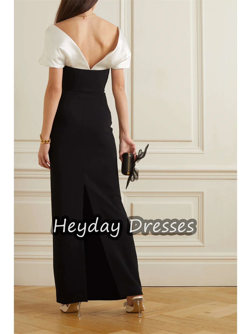 Heyday Crepe Mermaid Off-the-shoulder semplice abito da ballo pieghe lunghezza caviglia abiti da sera formali per le donne 2023