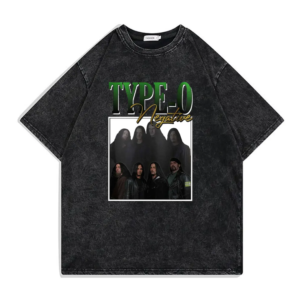 روك باند نوع O سلبي الرجل الأخضر خمر غسلها تي شيرت القوطية المعادن تي شيرتات قصيرة الاكمام الرجال خمر الهيب هوب تي شيرت #3