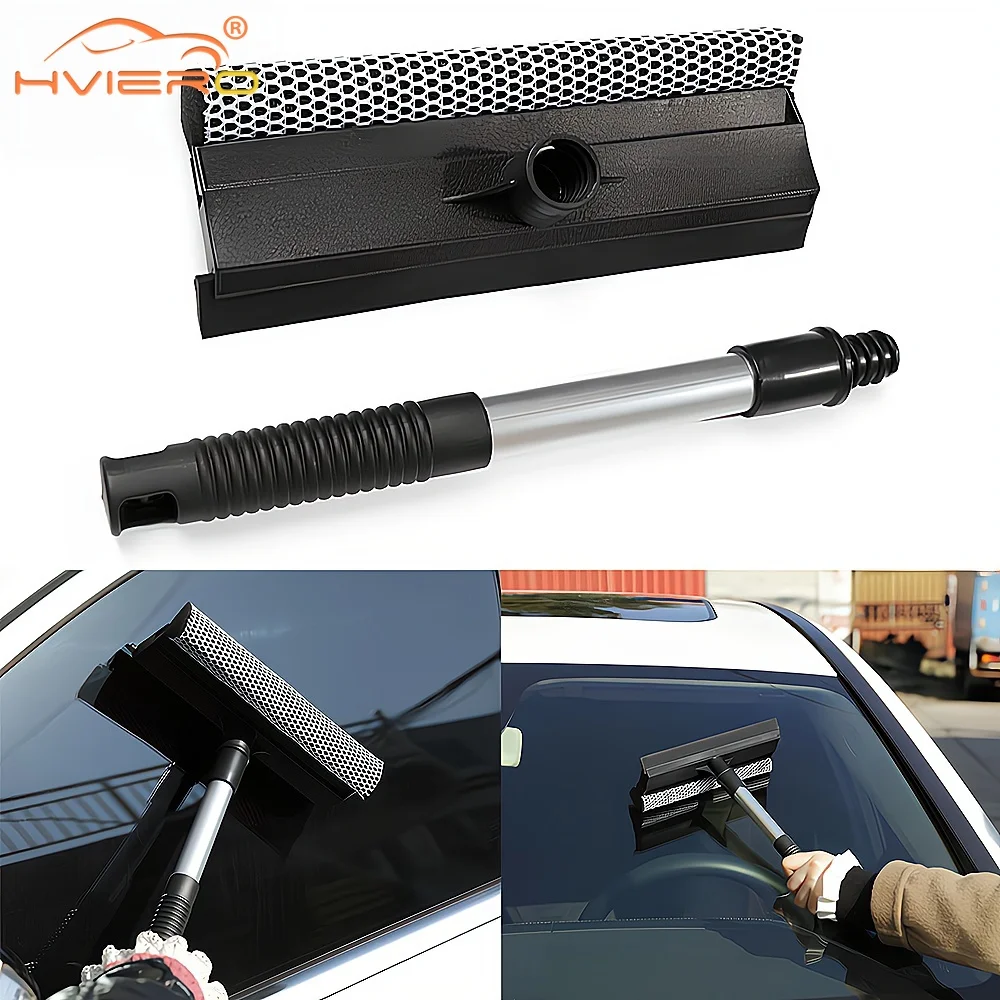 Car Wiper Long Handle Retractable Double Sided Multifunctional Stainless Steel Window Brush Glass Cleaner Scraper Sponges Tools