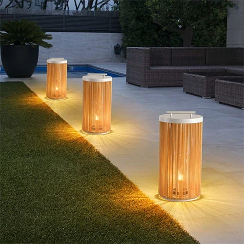 Le jardin extérieur solaire allume la lampe tissée moderne imperméable de pelouse pour le Patio de Villa