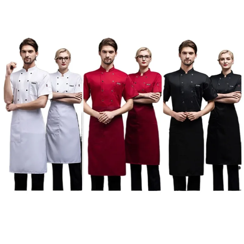 ملابس عمل الشيف للرجال والنساء بأكمام قصيرة ومطعم الفندق ومقصف الظهر للمطبخ ملابس الشيف الشبكية القابلة للتنفس وأكمام طويلة