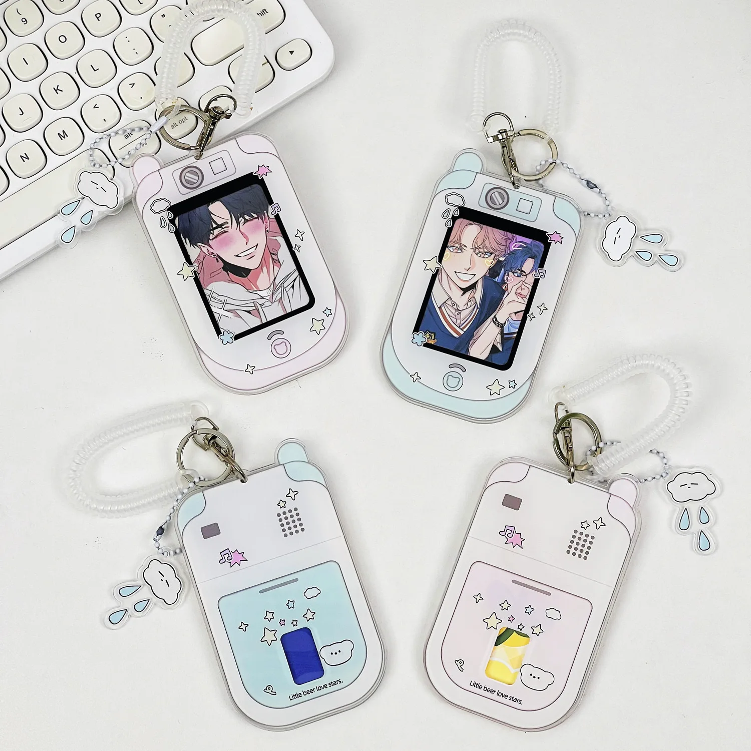 Y2K Acrylic Photocard Holder Key Chain INS Ins Idol Photo Card Holder Decorative Student ID Badge Holder Girls Card Sleeves