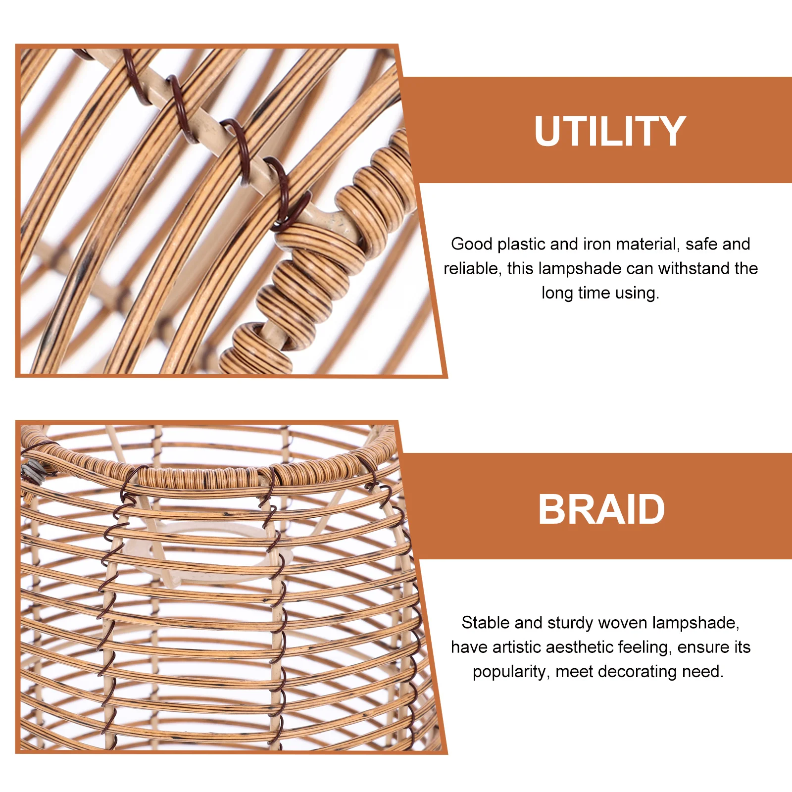 

Retro Woven Pendant Lamp Shade Imitation Rattan Ceiling Light Cover For Home Farmhouse Hotel Bar Hanging Lamp Replacement