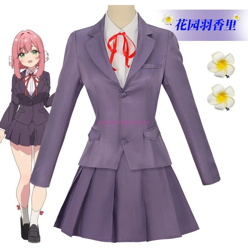

Anime 100 Kanojo Hanazono Hakari Cosplay Costume JK Uniform Outfit Flower Hairpins Socks Halloween Party Women Girls Costume