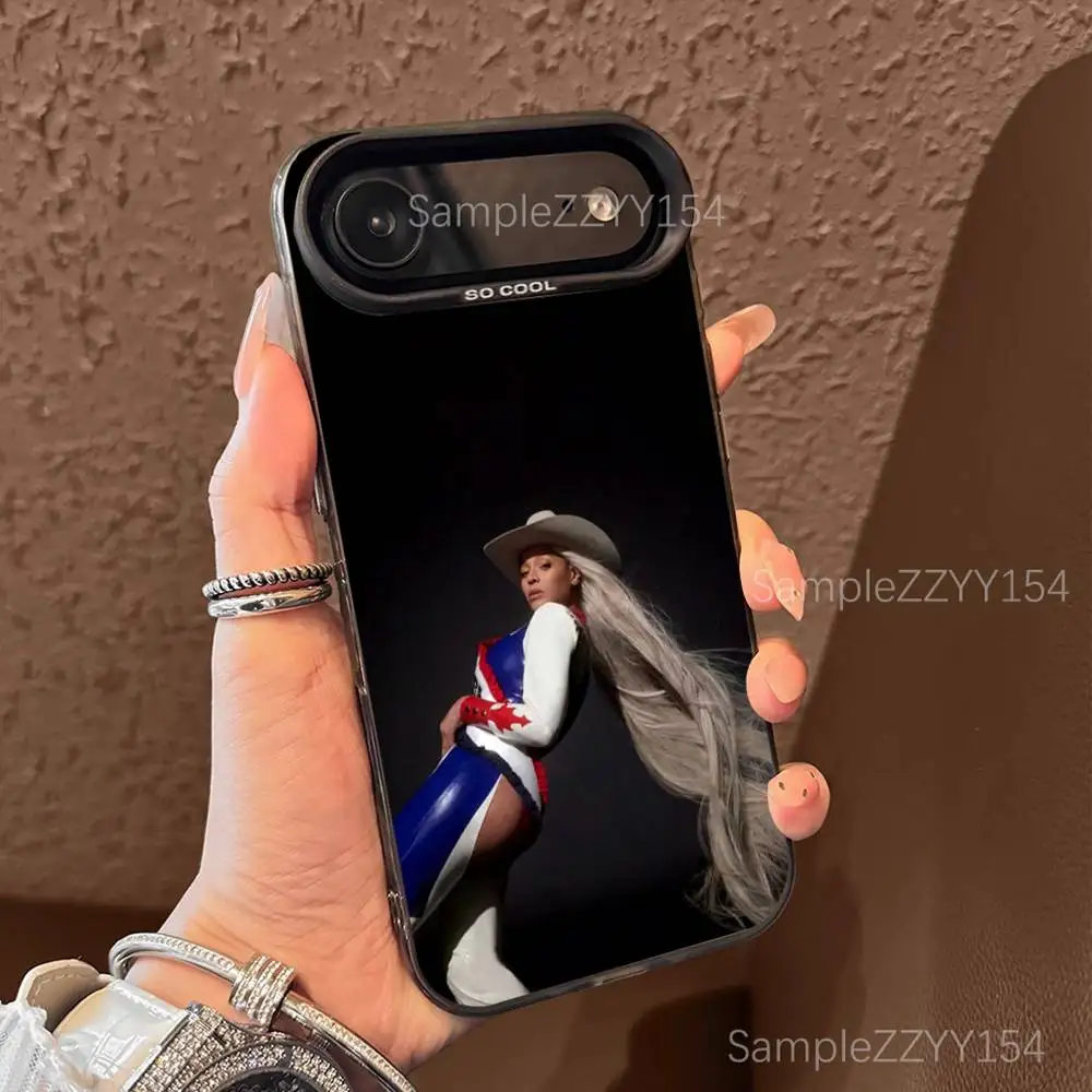 Casing HP Beyonce Cowboy Carter Untuk iPhone 17,16,15,14,13,12,X,8,Pro,Max,Plus,E,SE4,Air,Mini Hitam IMD Matte
