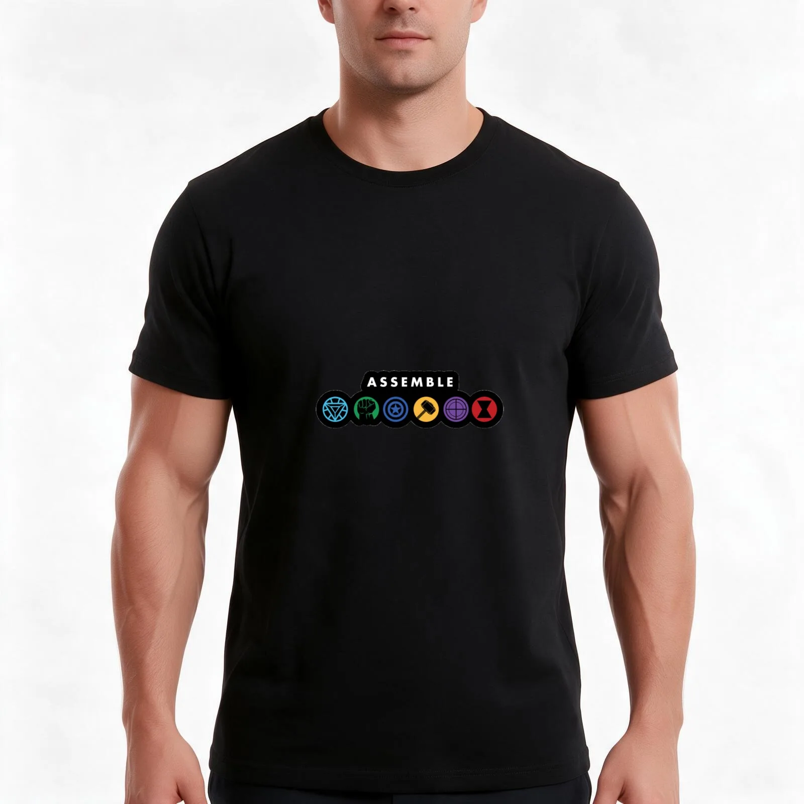 Assemble - The Team T-Shirt, Summer Casual Cotton Tee, Oversized Streetwear Tops, Vintage Graphic Print, Loose Fit Short Sleeve