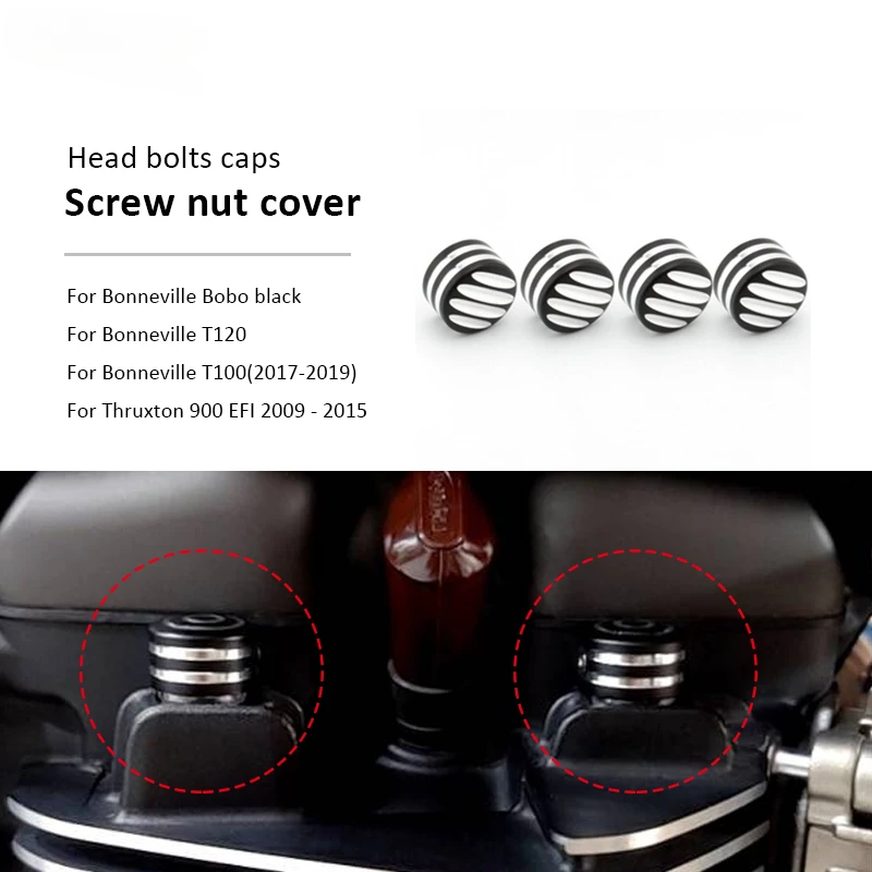 

4Pcs For Triumph Thruxton 900 EFI Bonneville T120 T100 2017 2018 2019 Head bolts caps screw nut cover motorcycle accessories