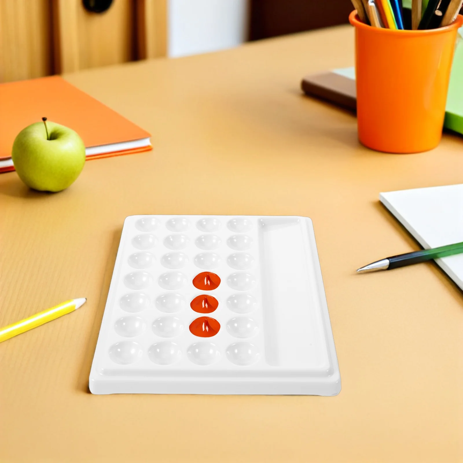 

Thickened Ceramic Style Watercolor Paint Palette Tray for Mixing Acrylic Oil Colors Easy Clean Artist Painting Supplies