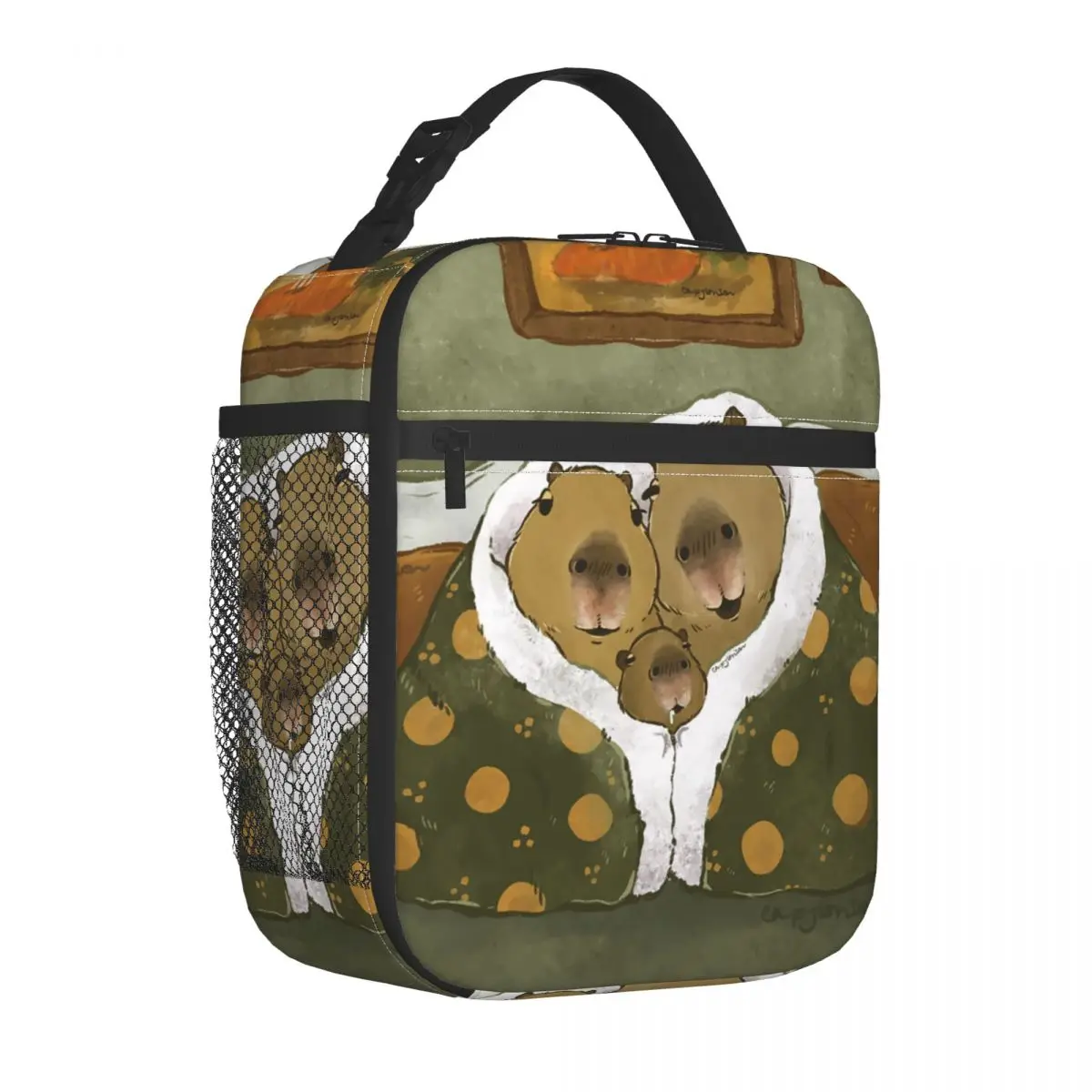 Capybara Family Portable Lunch Box for Women Waterproof Animal Pet Thermal Cooler Food Insulated Lunch Bag Office Work