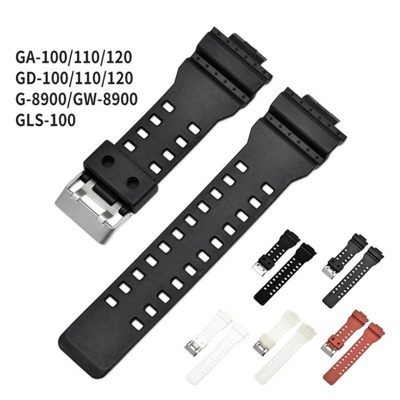 Resin Strap For Casio G-SHOCK GA-400 GA-100GB GA-700 Matte Black Color Strap Steel Buckle PU Strap for Casio Sports Smart Watch