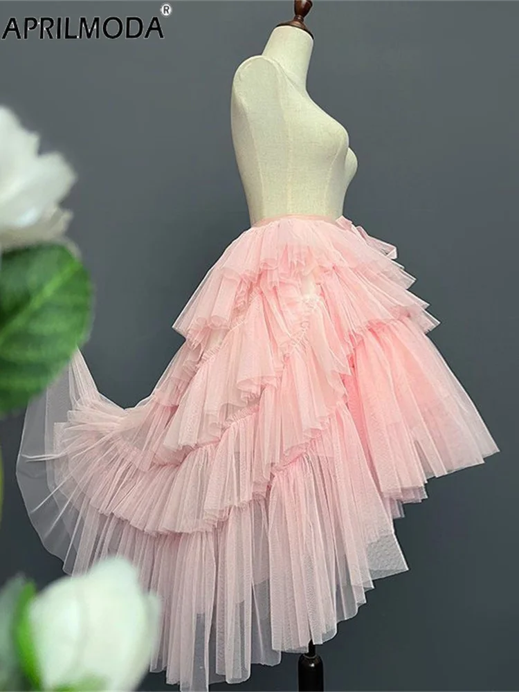 Femmes à plusieurs niveaux Lolita avant court dos longue princesse Tutu jupe haut bas gonflé Maxi asymétrique maille robe de bal événement jsk jupes