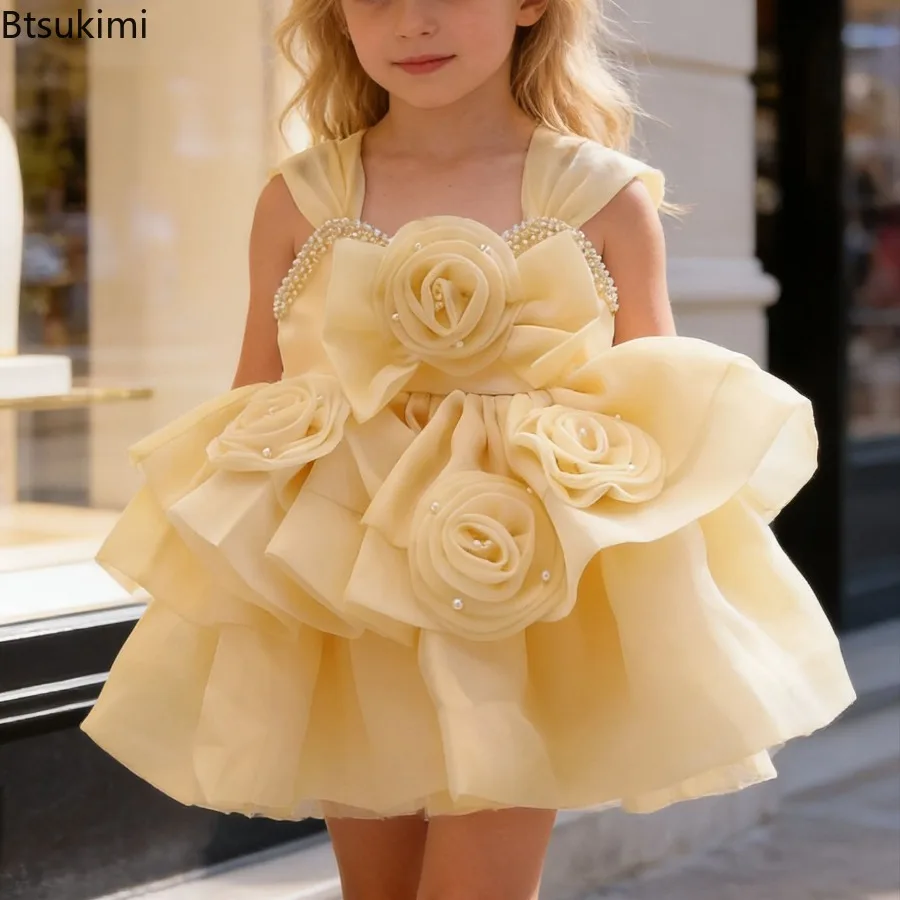 High End Banquet Baby Girls Birthday Party Dress Formal First Year Christmas Costume Flower Boy Wedding Fluffy Princess Dress
