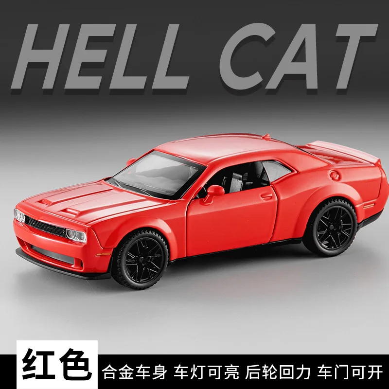 Hellcat – Super voiture de sport en alliage métallique moulé sous pression, modèle de voiture, son et lumière, Simulation de traction, décoration, 1:32