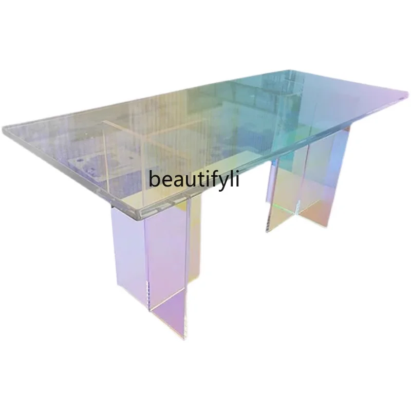 

zq Acrylic Modern Desk Colorful Bar Table Clothing Store Crystal Desk Transparent Dressing Table