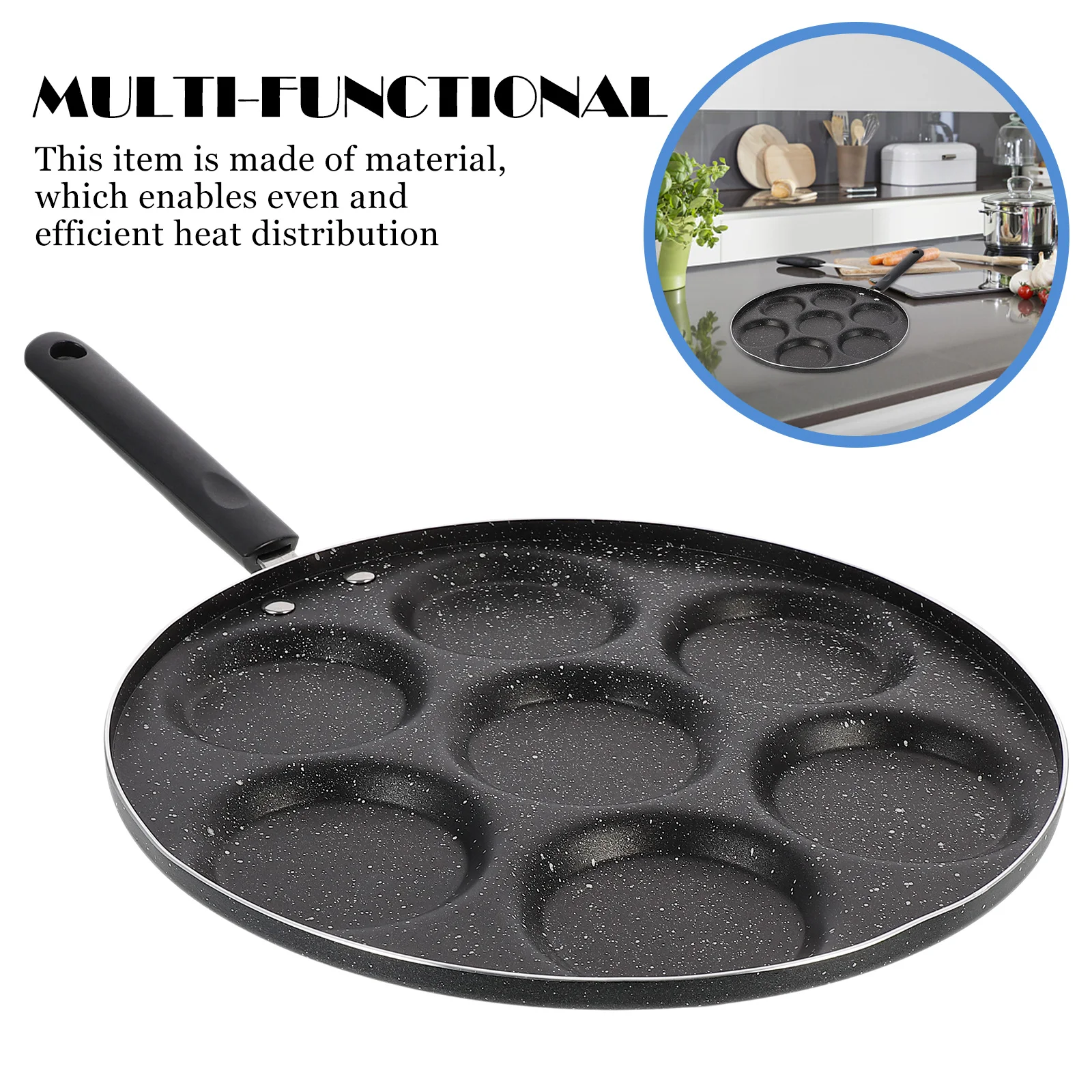 

1pc Non-Stick Egg Fried 7 Holes Heat Resistant Long Handle Kitchen Gadget For Pancake Omelette Sandwich Cooking Frying