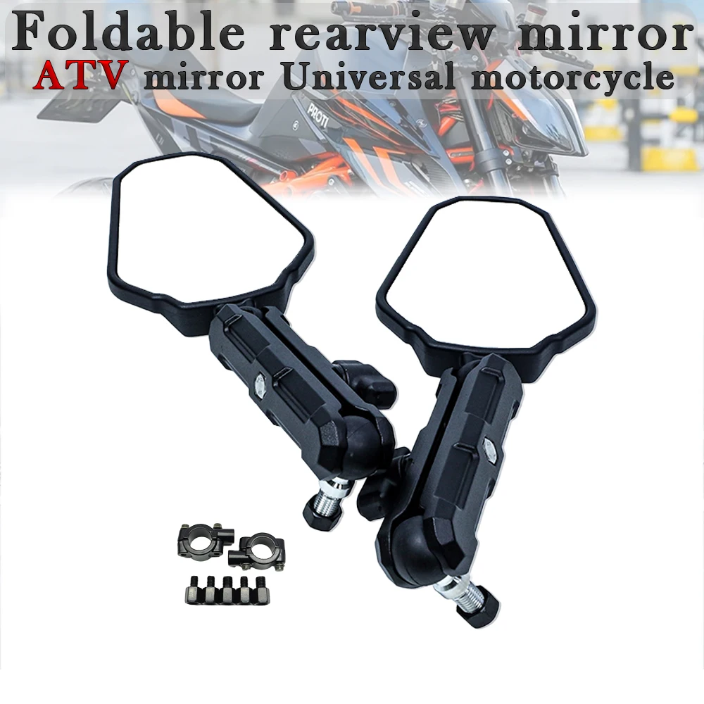 

ATV Universal Motorcycle Mirror For Yamaha Ducati Kawasaki Honda BMW Adventure Angle Adjustable Folding Handlebar Side Mirrors