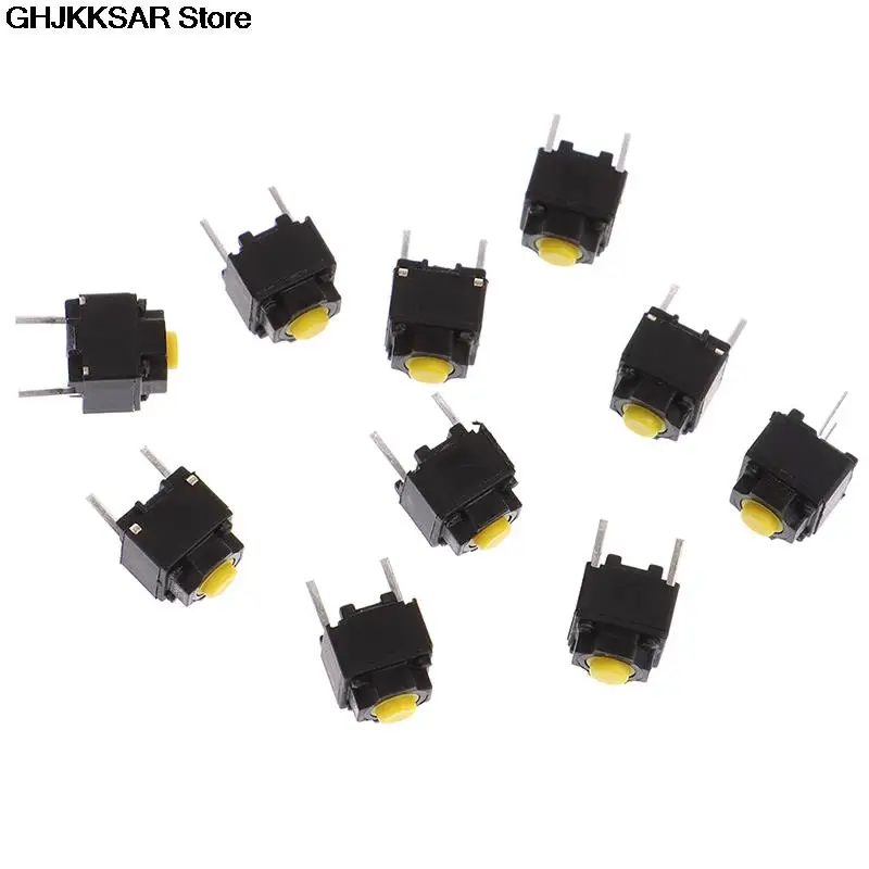 10pcs Mute Button Silent Switch Wireless Mouse Wired Mouse Button Micro Switch Yellow Push Button Switch 6*6*7.3mm