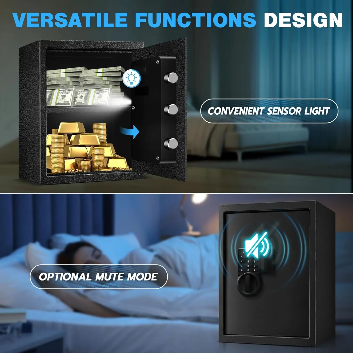 2.8 Cu Ft Safe Box For Home Documents -Steel Electronic Digital Safety Box for Office Money Jewelry Valuables, Personal Security