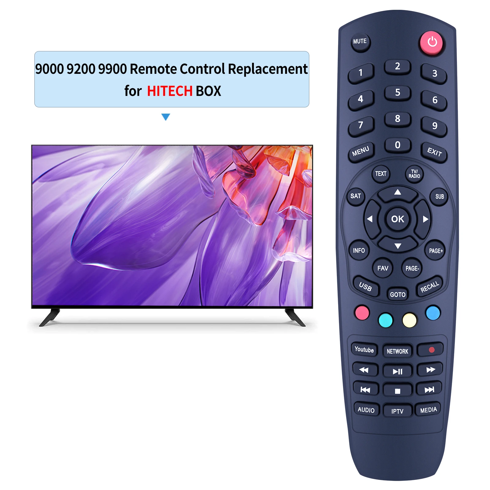 Remote control for HITECH BOX Hitechbox 9000 9200 and 9900