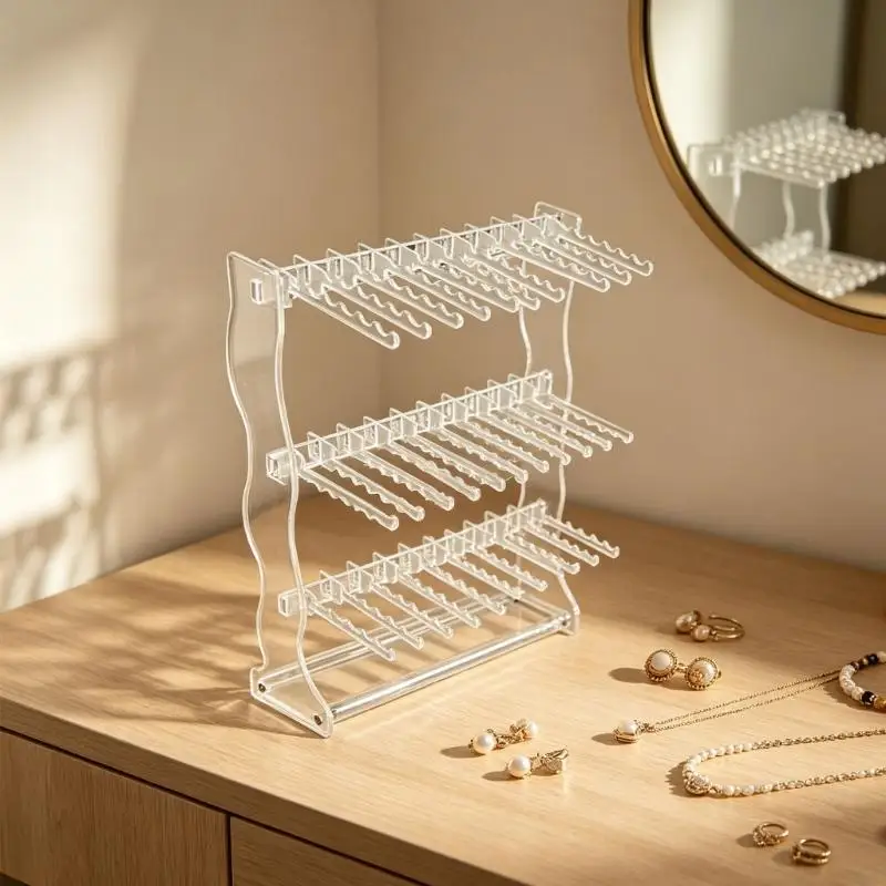 31BB Clear Acrylic Jewelry Storage Rack Multilayer Display Stand For Earrings Necklaces Bracelets Organiser For Bedroom Shelf
