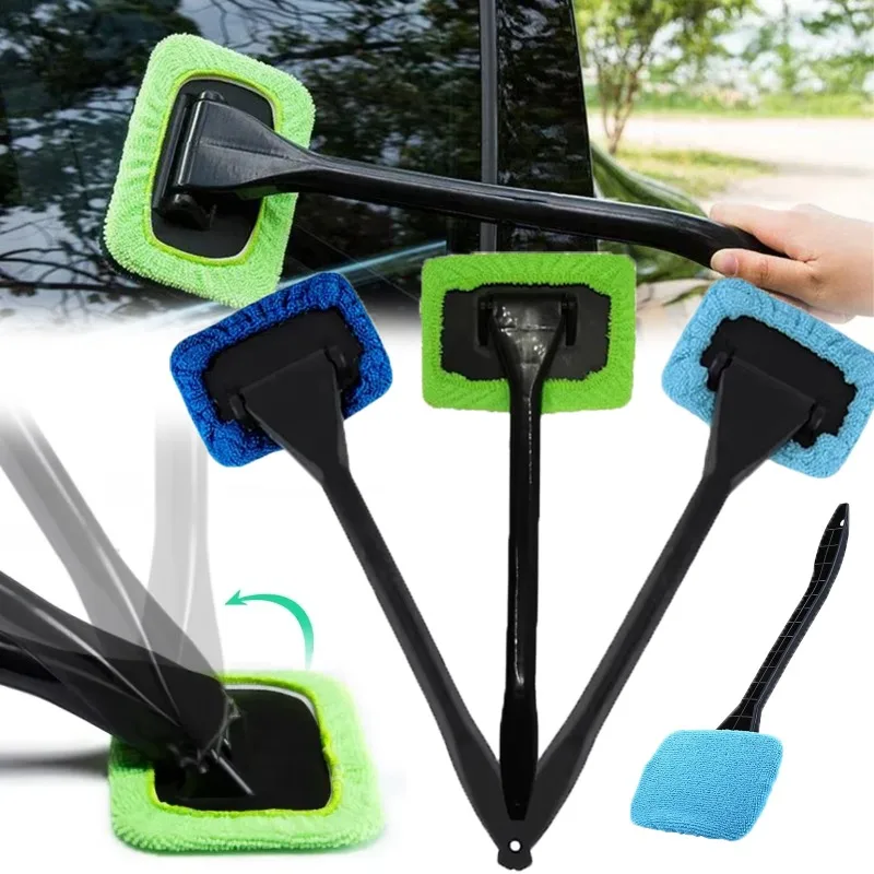 Car Window Cleaner Brush Kit Windshield Cleaning Wash Tool Inside Interior Auto Glass Wiper with Long Handle Car Accessories