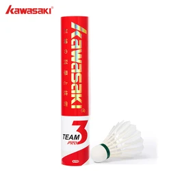 Kawasaki-Boule de badminton équipe 3/équipe 1, qualité professionnelle, plume d'oie blanche, pour tournoi