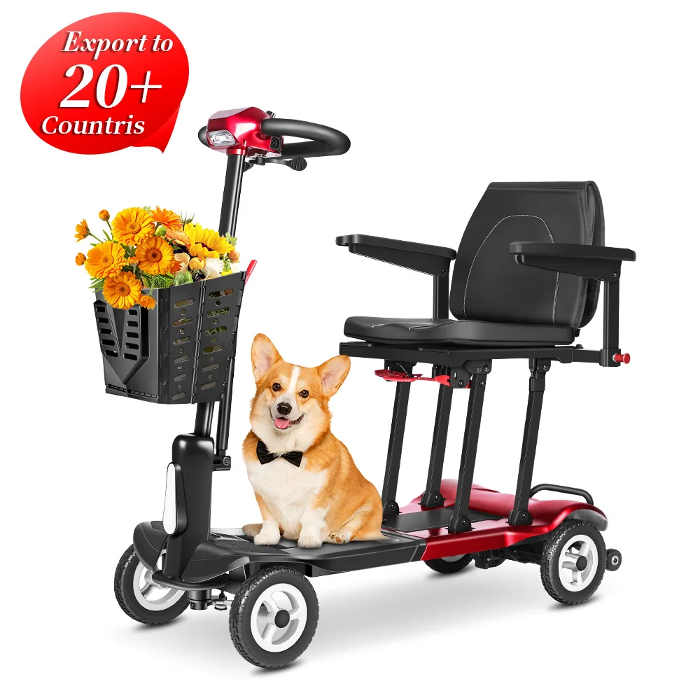 All Terrain 45KM Long Distance Dual Lithium Battery 14kg/15kg Ultra Light Outstanding Capacity Mobility Scooter For Elderly