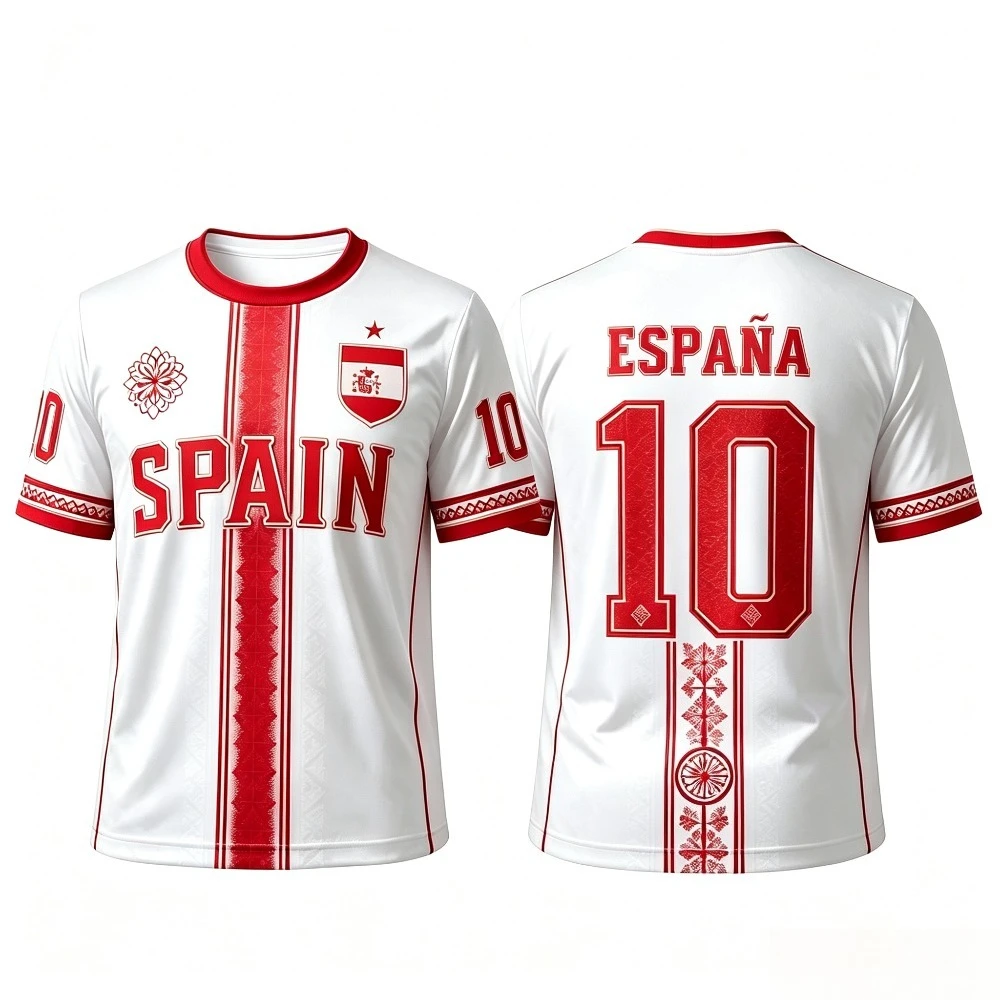 SpainFor MenVintage Ethnic Striped Quick Dry Football Shirt 2 Colors Navy Blue / White Red Available for Fan Match Training