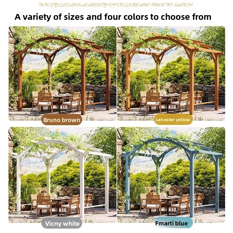 Outdoor gazebo courtyard preservative wood outdoor villa garden solid wood grape rack canopy rural