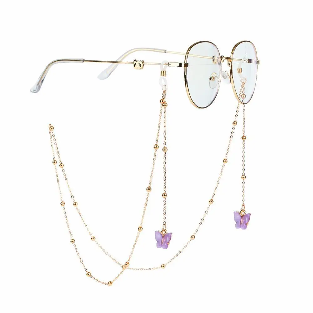 Simple Temperament Non-slip Eyewear Alloy Anti-lost Mask Hanging Rope Butterfly Metal Glasses Chains Neck Strap