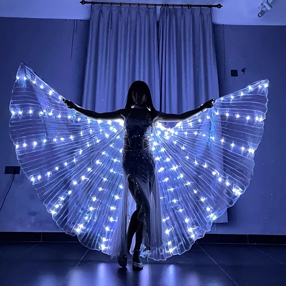 

1pc LED Light-Up Multicolor Glowing Wings & Cape Suitable For Mermaid Costumes Free Luminous Wings For Belly Dance Performances