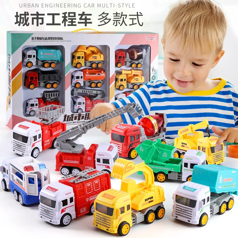 Children's toy car inertia engineering car suit boy car excavator bulldozer hook machine baby toy car