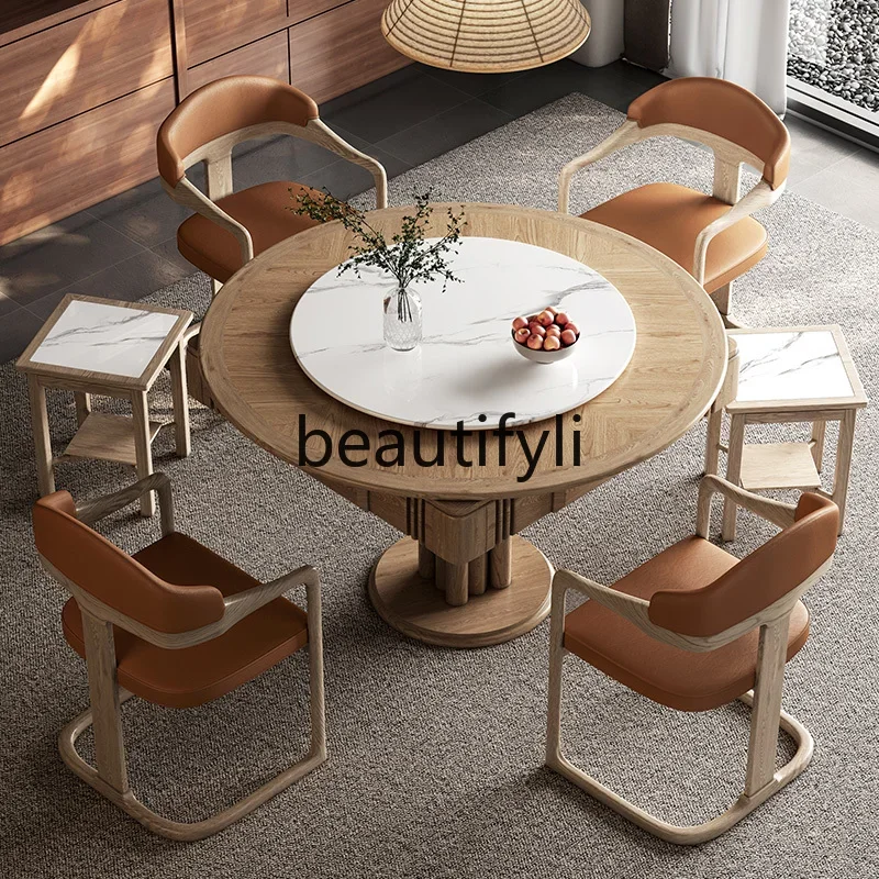 Silent ultra-thin rotor movement mahjong machine dining table dual-purpose Nordic solid wood automatic