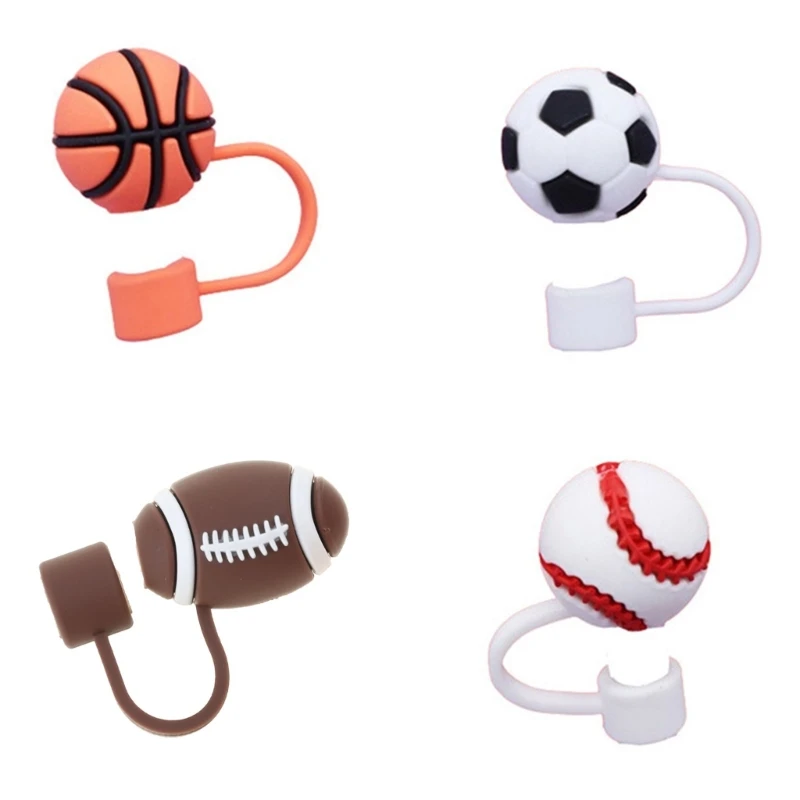 

4pcs Football Shaped Silicone Caps for 10mm Straw Reusabled Drinking Straw Caps Drop shipping