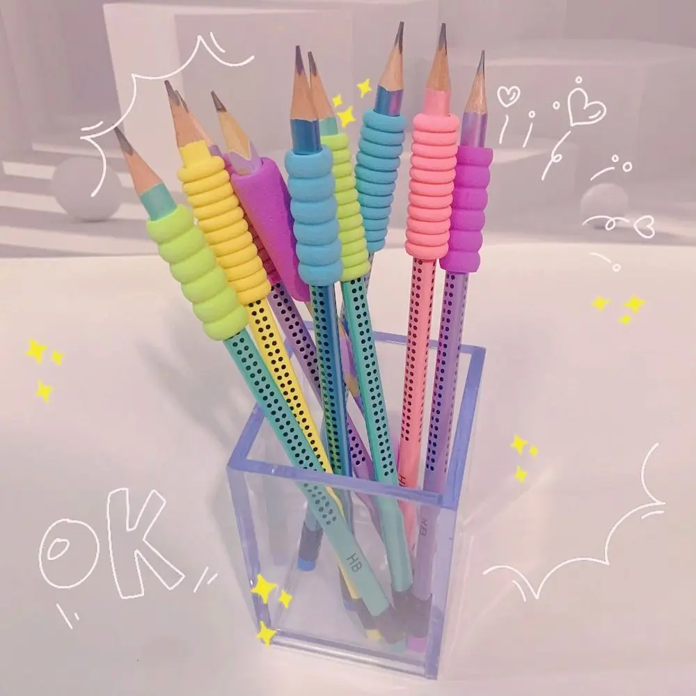 10pcs Hand Protection Sponge Pen Gripper Ergonomic Soft Texture Anti-slip Pen Grip Pen Sleeve For Writing