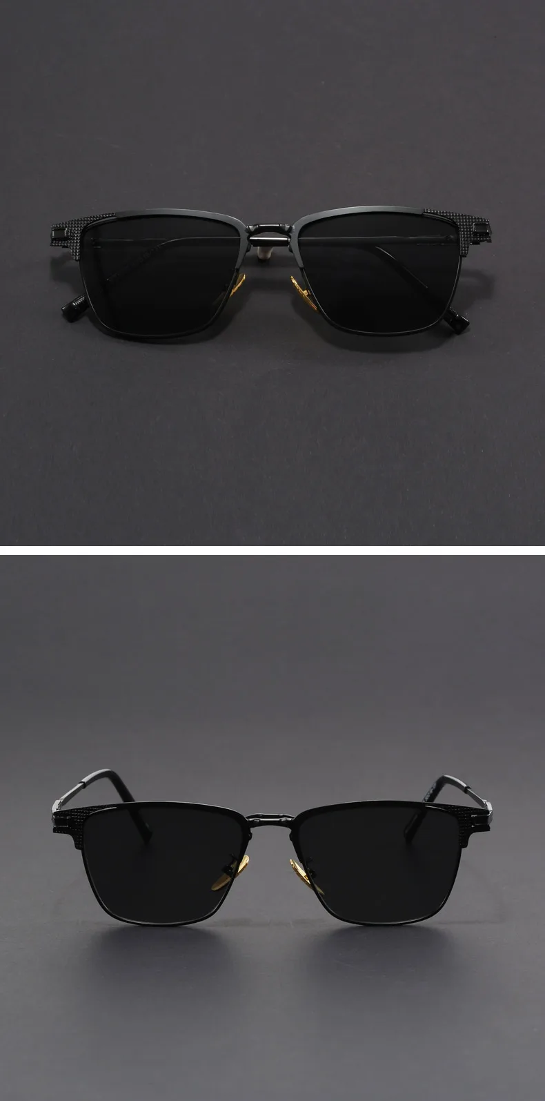 Neue Metall Quadratische Sonnenbrille Halbrahmen Polarisierte Sonnenbrille Herren Damen Luxusmarke Designer Sonnenbrillen Männlich Retro Rive – Detail 3