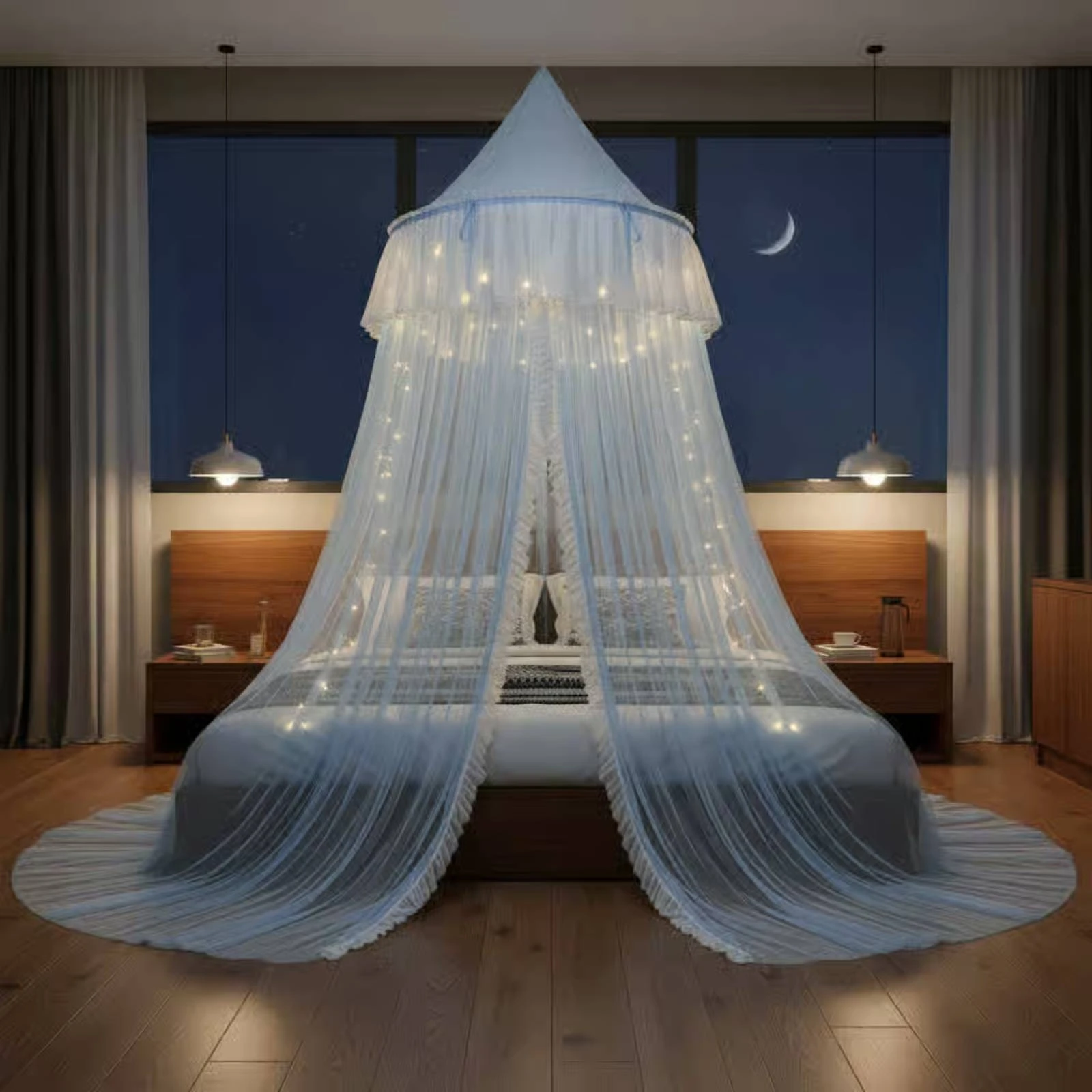 Double Layer Bed Canopy Decorative Princess Bed Canopy Dome Bug Net Soft Translucent Home Decor Gift Idea for Children, Sleeping view 5