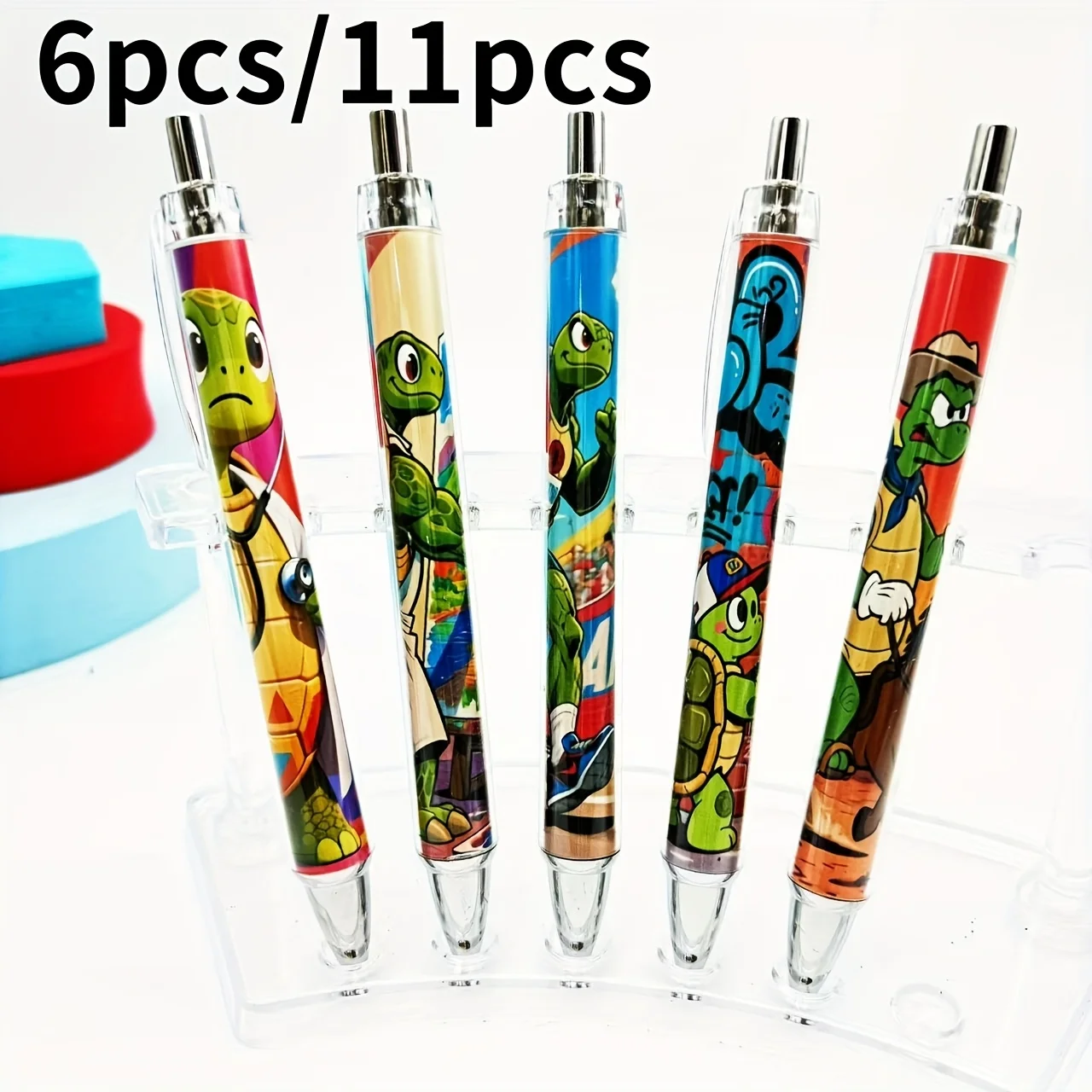 

6Pcs/11Pcs Creative Professional Turtle Retractable Ballpoint Pens Versatile Series Ballpoint Pens Back-To-School Season Student and Teacher Writing Pens