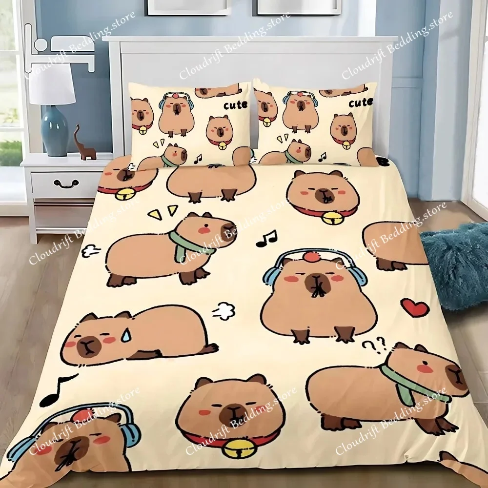 

Capybara Bedding Set 3D Design Cute Animals Duvet Cover Set Microfiber Quilt Cover for Family,couple, children Pillowcase King