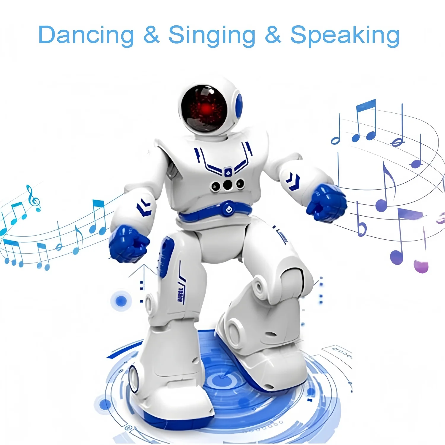 Intelligent Gesture-Sensing Programmable Interactive Robot (Blue) - with Led Lights/Usb Charging/Safety-Certified Material Blue