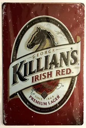 Letrero Metálico Novedoso de la Cerveza Lager Premium Irish Red de Killian; ¡NUEVO!